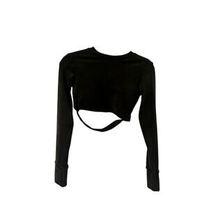 EUC Niyama Sol soft velour long sleeve crop top backless sexy built in bra szS/M